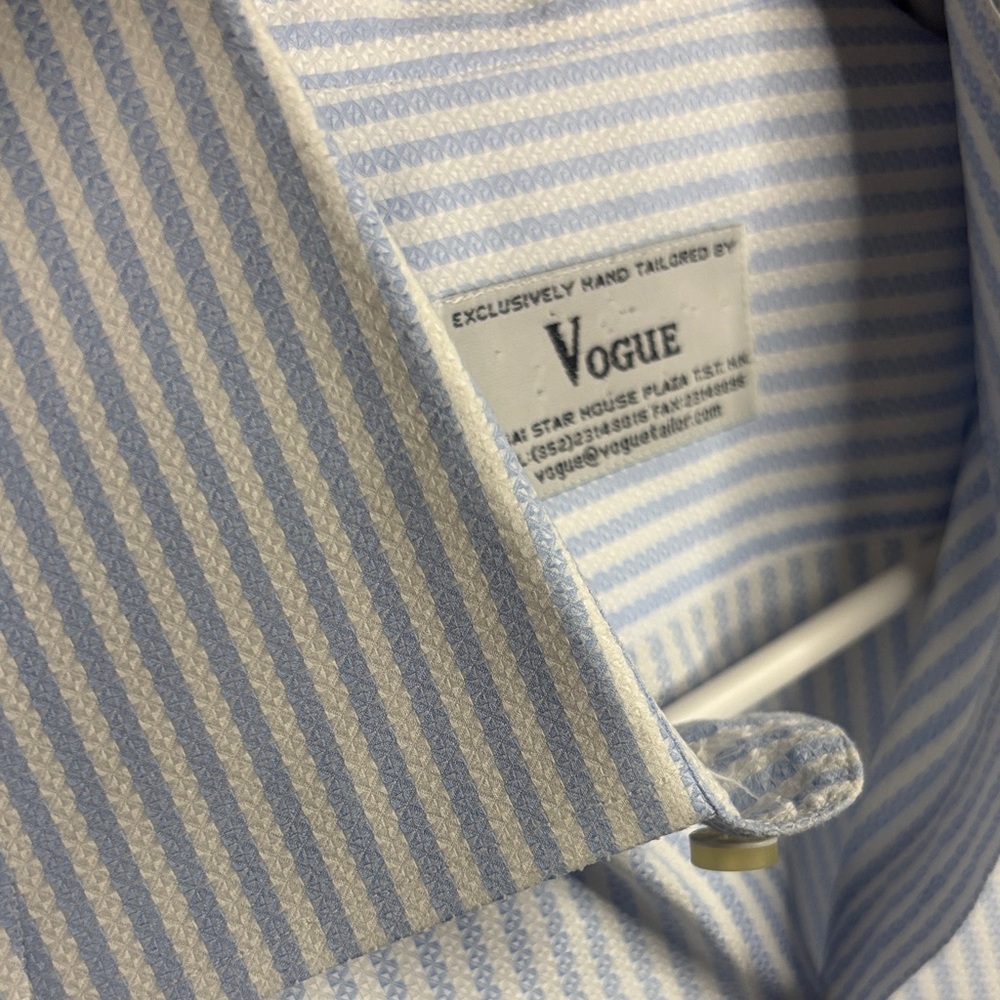 Vogue Men's Light Blue Striped Dress Shirt